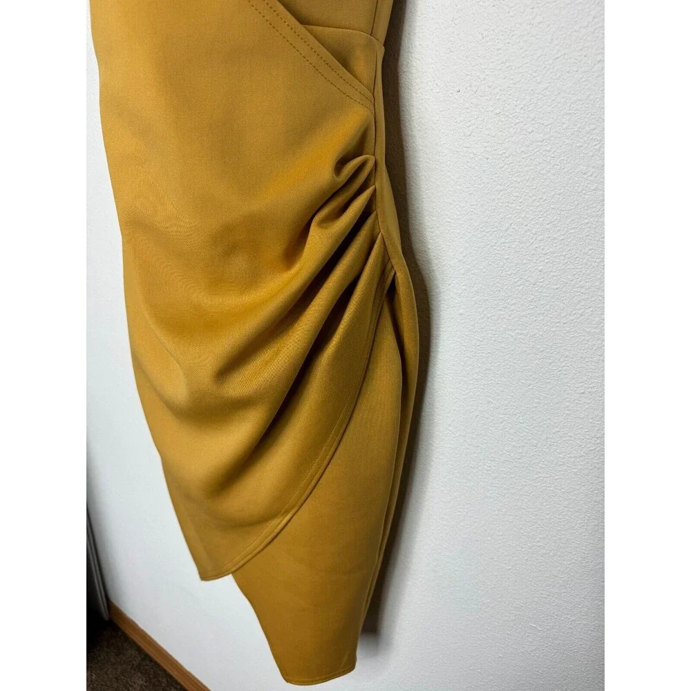 ASOS Design Bandeau Wrap Tuck Midi Slip Dress Sz 6 Tan Swearheart Neck Stretch